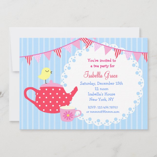 Tea Party Birthday Invitations (Front)