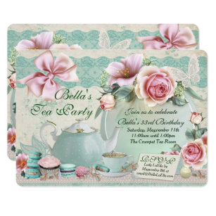 tea birthday invitations zazzle