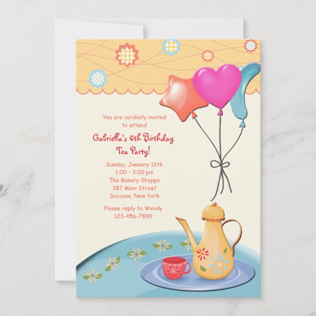 Tea Party Birthday Invitations (Front)