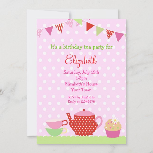 Tea Party Birthday Invitations (Front)