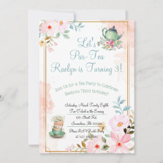 Tea Party Birthday Invites