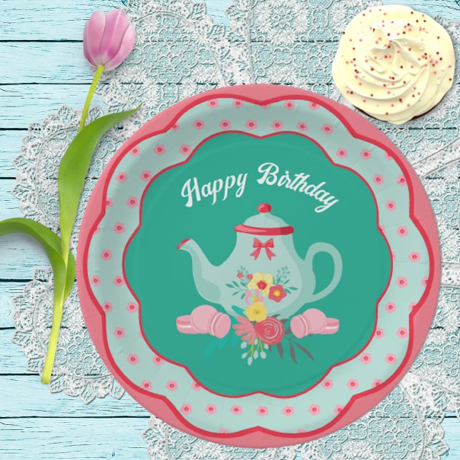 Tea Party Birthday Luncheon Paper Plates (Creator Uploaded)