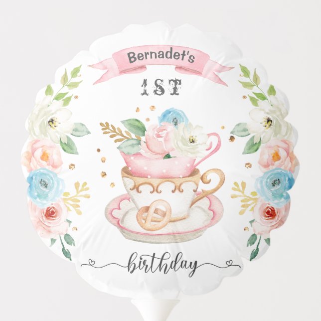 Tea Party Birthday Party Balloon (Back)