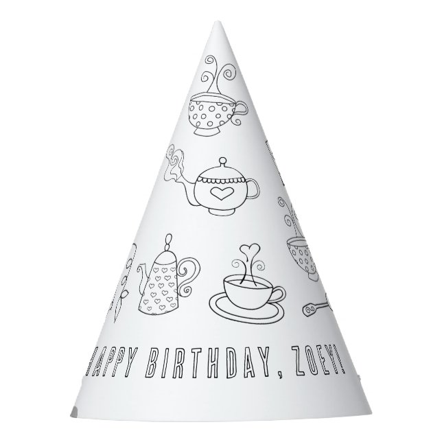 Tea Party Birthday Party Hat (Front)