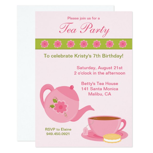 Tea Party Birthday Party Invitation