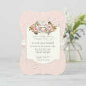 Tea Party Birthday Party Watercolor Elegant Roses Invitation (Standing Front)