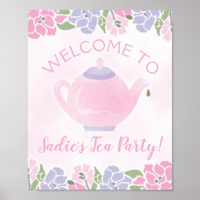 Tea Party Birthday Party Welcome Sign (Front)