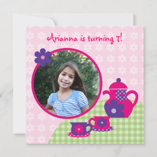 Tea Party Birthday Photo Invitation