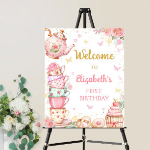 Tea Party Birthday Welcome Sign