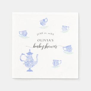 Tea Party Blue China Lace Classic Boy Baby Shower Napkins