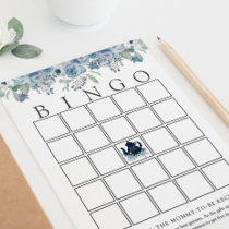 Tea Party Blue Floral Baby Bingo Game Card