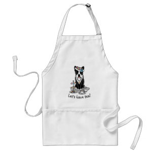 Tea Party Boston Terrier Dog (black) Cute Adult Apron
