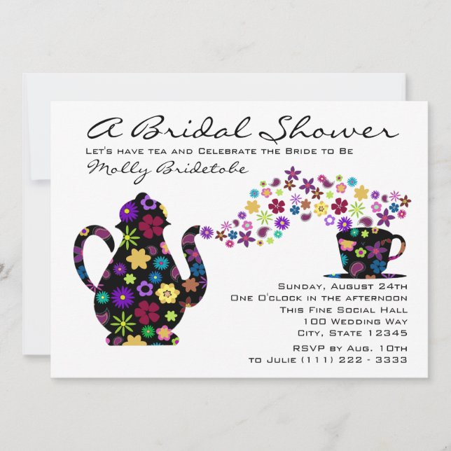 Tea Party Bouquet Bridal Shower Invitation (Front)