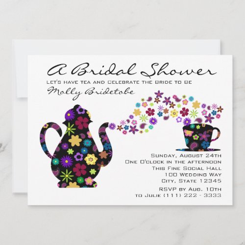 Tea Party Bouquet Bridal Shower Personalized Invite