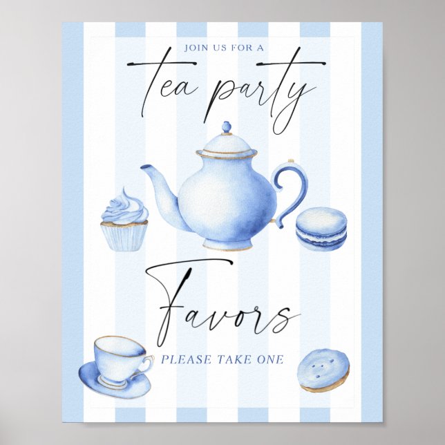 Tea Party Boy Baby shower Favors Poster (Front)