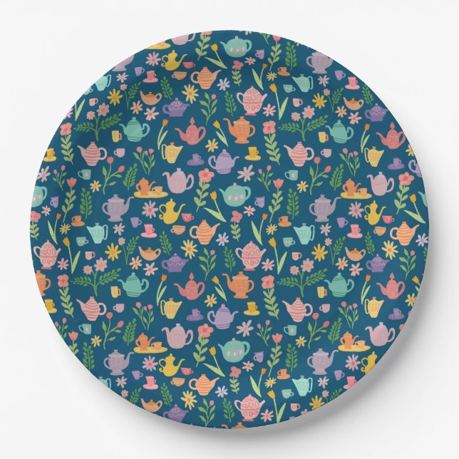 Tea Party Bridal Easter Birthday Spring Floral  Paper Plates (Front)