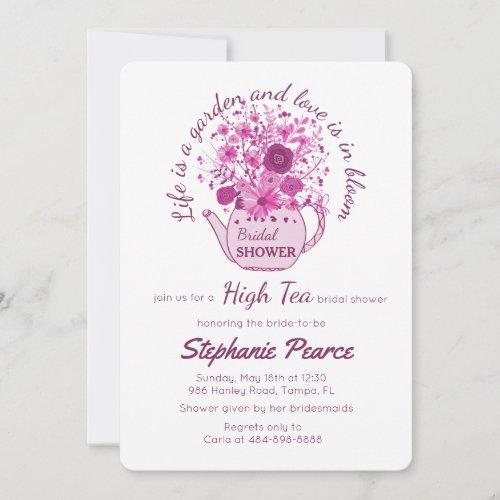 Tea Party Bridal or Baby Shower Teacup Floral Pink Invitation