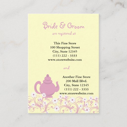 Customizable Tea Party Bridal Registry Card Business Card