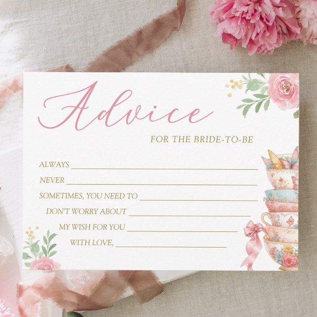 Tea Party Bridal Shower Advice Card (Creator Uploaded)