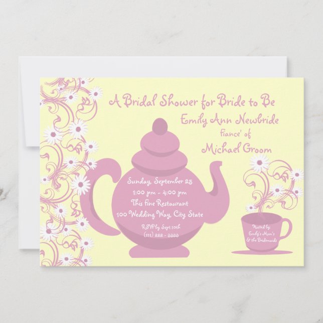 Tea Party Bridal Shower and recipe cards (Front)