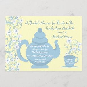 Tea Party Bridal Shower Blue Invitation