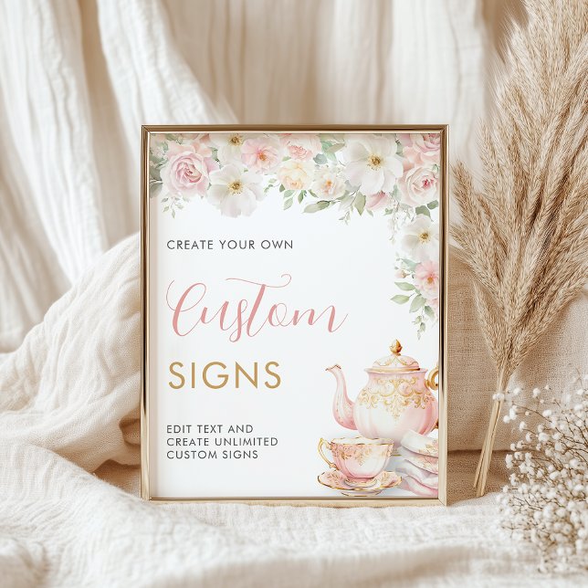 Tea Party Bridal Shower Custom Sign -  8x10 (Tea Party Bridal Shower Custom Sign - 8x10
)