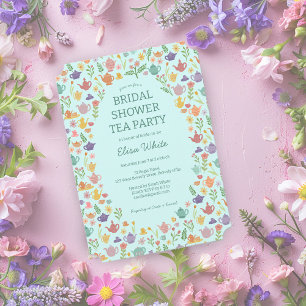 Tea Party Bridal Shower Cute Colorful CUSTOM Invitation