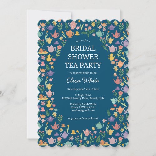 Tea Party Bridal Shower Cute Colorful CUSTOM Invitation