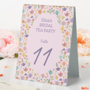 Tea Party Bridal Shower Cute Colorful CUSTOM Table Tent