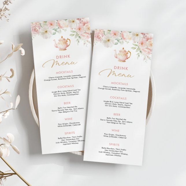 Tea Party Bridal Shower Drink Menu (Tea Party Bridal Shower Drink Menu)