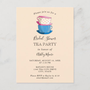 Tea Party Bridal Shower Elegant Cute Afternoon tea Postcard