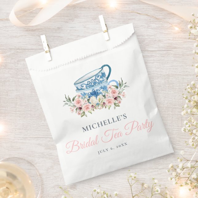 Tea Party Bridal Shower Favor Bag (Clipped)