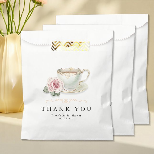 Tea Party Bridal Shower Favor Bag – Thank You  (Favor Bags)