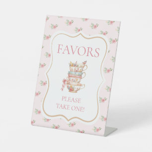 Tea Party Bridal Shower Favor Pedestal Sign