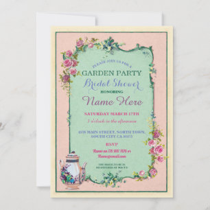 Tea Party Bridal Shower Garden Teapot Invitation