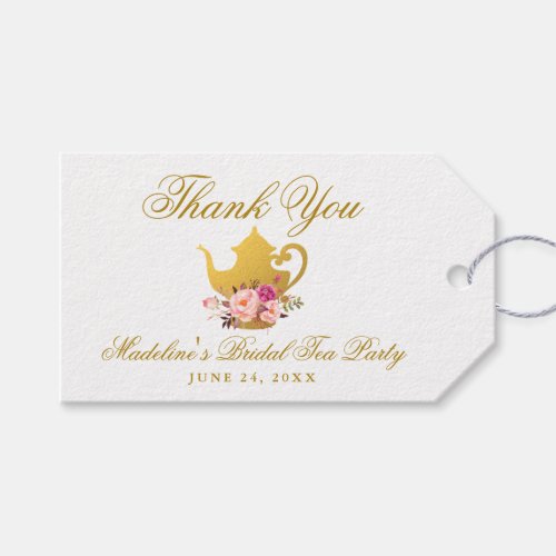 Tea Party Bridal Shower Gold Pink Thank You Gift Tags