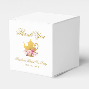 Tea Party Bridal Shower Gold Thank You Favor Boxes