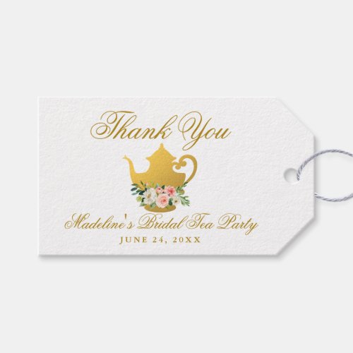 Tea Party Bridal Shower Gold Thank You Gift Tags