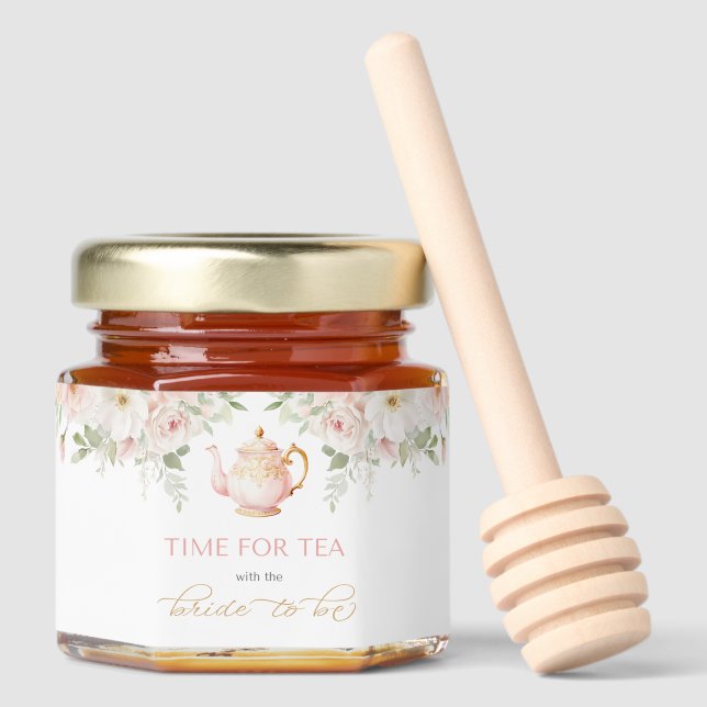 Tea Party Bridal Shower Honey Jar Favors (Front)