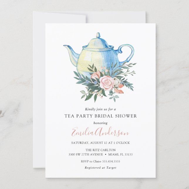 Tea Party Bridal Shower invitation (Front)