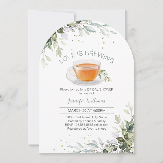 Tea Party Bridal Shower Invitation (Front)