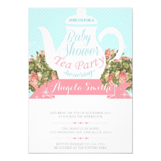 Tea Party Bridal Shower Invitation Vintage Teapot Tea Party Bridal Shower Invitation