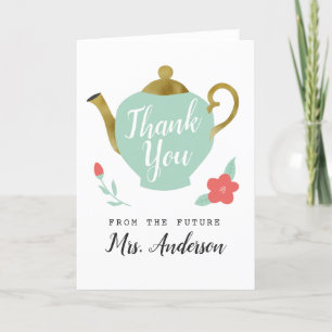 Tea Party Bridal Shower Letterpress Thank You Card
