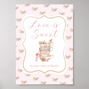 Tea Party Bridal Shower Love is Sweet Favor Poster
