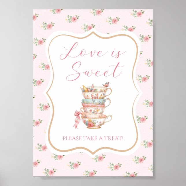Tea Party Bridal Shower Love is Sweet Favor Poster (Front)