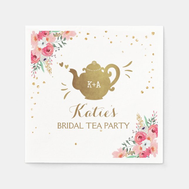 Tea party Bridal shower Paper Napkins Bridal tea (Front)