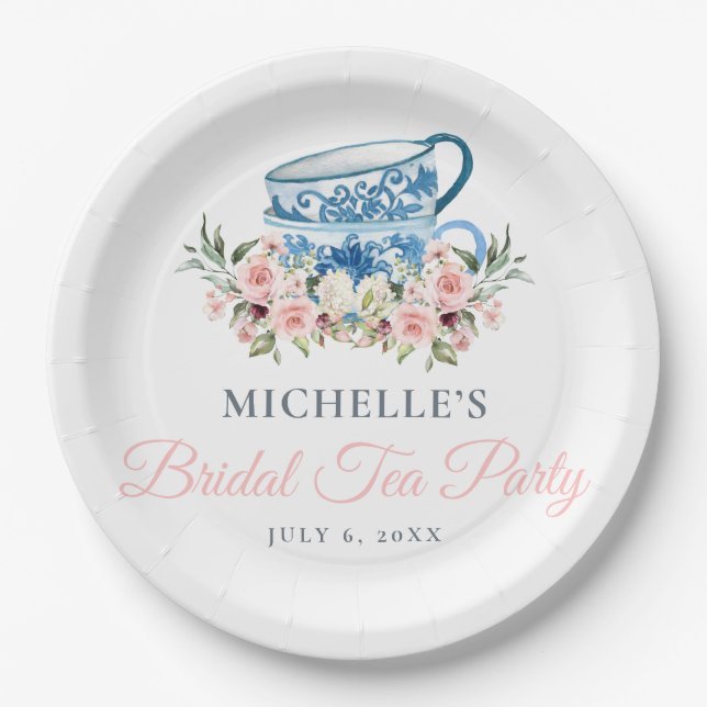 Tea Party Bridal Shower Paper Plates (Front)
