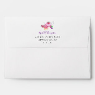 Tea Party Bridal Shower Personalized Purple Envelope