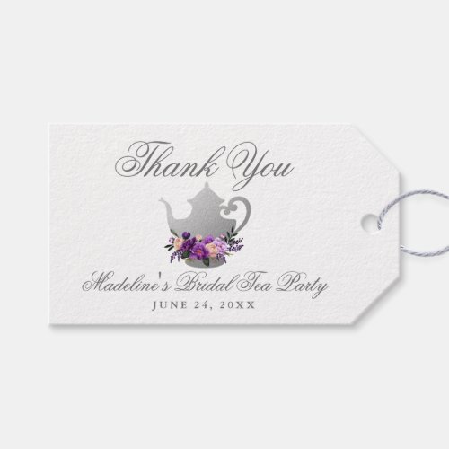 Tea Party Bridal Shower Purple Violet Thank You Gift Tags