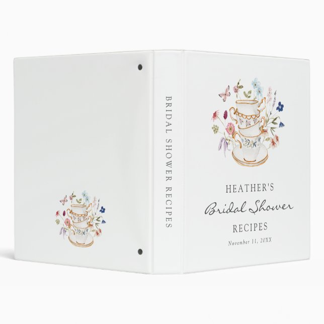 Tea Party Bridal Shower Recipe Binder (Background)